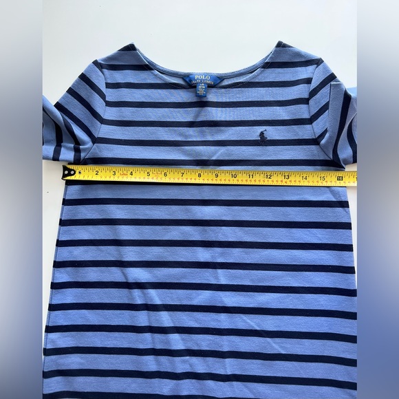 Polo Ralph Lauren Girl Blue Stripe print Ponte Dress summer short sleeve L 12-14 - Picture 4 of 5